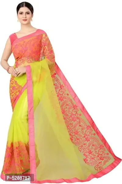 Beautiful Net Embroidery Work Saree with Blouse piece-thumb0