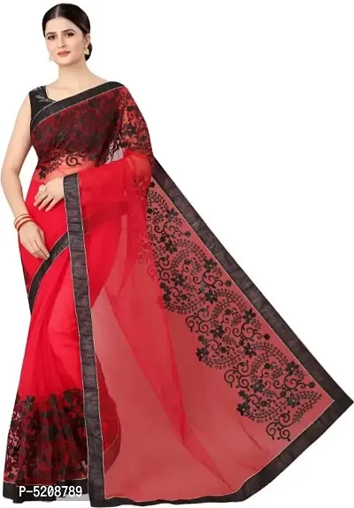 Beautiful Net Embroidery Work Saree with Blouse piece