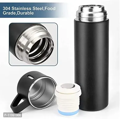 Stainless Steel Vacuum Flask Set with 3 Steel Cups Combo for Coffee Hot Drink and Cold Water Flask Bottle. 500ml - Vacuum Flask