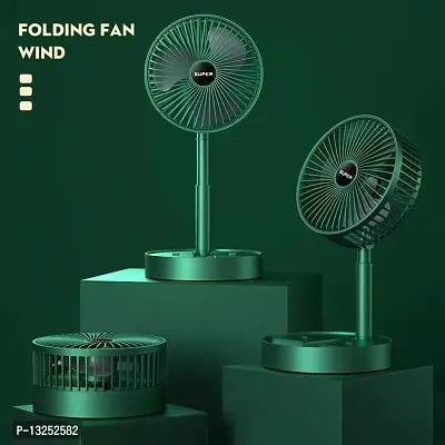 Height Adjustable Desk Fan-Folding and Portable Floor Fan-4 Speed Mini USB Fan-Rechargeable Camping Fan Use for Home Outdoor and Office