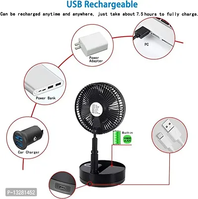Fan Rechargeable, Stand  Table fan Folding Telescopic  Adjustable Height for Office Home Outdoor Camping