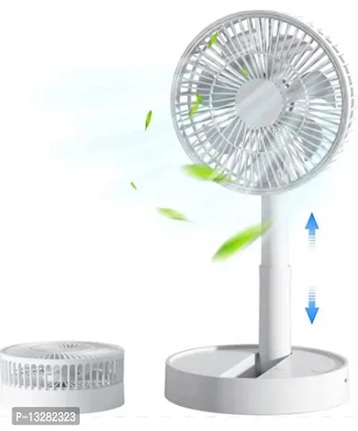 Portable Fan Rechargeable, Stand  table fan Folding Telescopic  Adjustable Height With 4 Speeds Quiet for Office Home Outdoor Camping with 2 PCS charging cable
