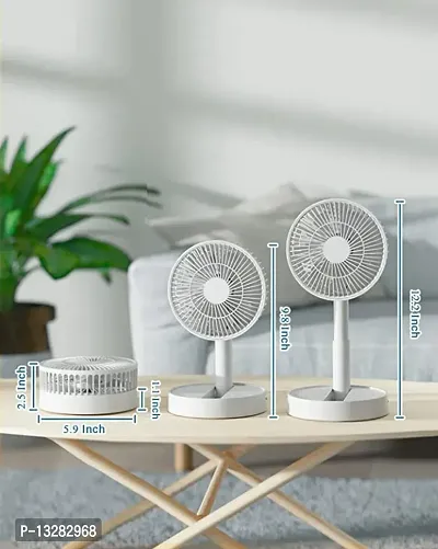 Fan, Folding Portable Telescopic Floor/USB Desk Fan with 7200mAh Rechargeable Battery, 4 Speeds Adjustable Height and Head Great for Home and Outdoor-thumb0