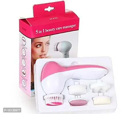 5 in 1 Portable Electric Facial Cleaner Battery Powered Multifunction Massager, Face Massager, Facial Machine, Beauty Massager, Facial Massager For Women (Multi Color)-thumb0