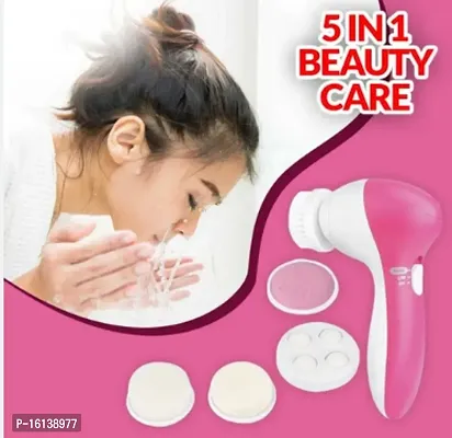 5 in 1 Portable Electric Facial Cleaner Battery Powered Multifunction Massager, Face Massager, Facial Machine, Beauty Massager, Facial Massager For Women (Multi Color)-thumb2