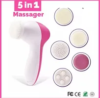 5 in 1 Multi Function Electric Face Beauty Massager/Facial Massager/face Scrubber Skin Smoothing 5 in 1 Portable Compact Body  Face Beauty Care Facial Massager Massager  (pink, white)-thumb1