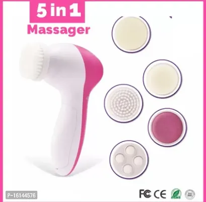5 in 1 Multi Function Electric Face Beauty Massager/Facial Massager/face Scrubber Skin Smoothing 5 in 1 Portable Compact Body  Face Beauty Care Facial Massager Massager  (pink, white)-thumb2