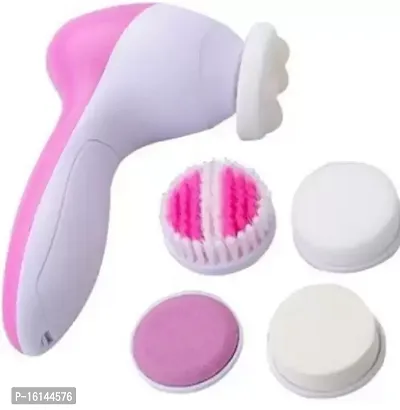 5 in 1 Multi Function Electric Face Beauty Massager/Facial Massager/face Scrubber Skin Smoothing 5 in 1 Portable Compact Body  Face Beauty Care Facial Massager Massager  (pink, white)-thumb3