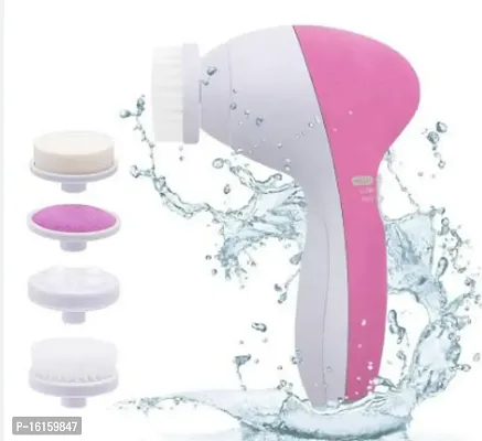 5 IN 1 FACE MASSAGER 5 in 1 Beauty Massager Care Brush Massager Scrubber Face Skin Care Massager  (Pink)-thumb2
