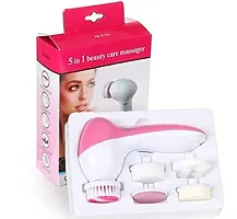 5 IN 1 FACE MASSAGER 5 in 1 Beauty Massager Care Brush Massager Scrubber Face Skin Care Massager  (Pink)-thumb2