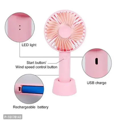 Fan Portable, Hand held Personal Fan Rechargeable Battery Operated Powered Cooling Desktop Electric Fan with Base, 2500Mah Battery 4 Modes for Home Office Travel Outdoor (Pink)-thumb0