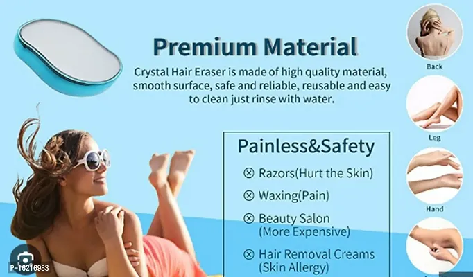 Crystal Hair Eraser for Women and Men, Magic Hair Eraser Crystal Hair Remover, Painless Exfoliation Hair Removal Tool for Arms Legs Back - Fast  Easy, Reusable  Washable, Portable Epilator-thumb3