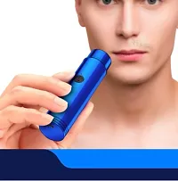 Mini Portable Electric Shaver for Men and Women, Unisex Travelling Washable USB Beard Shaver and Trimmer for face under Arms Painless Shaving Trimmer No-Noise. (BLUE POCKET TRIMMER MINI)-thumb1