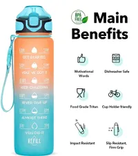 Water Bottle, 1 Litre Motivational Time Marker, Leak Proof Durable BPA-Free Non-Toxic Water Bottle for Office, Gym  School Multicolored-thumb2