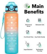 Water Bottle 1 litres with Motivational Time Marker, Durable BPA-Free Non-Toxic Water Bottle With Botttle Cleaning Brush - 1000 ml, Pack of 1 (Multicolor-thumb2