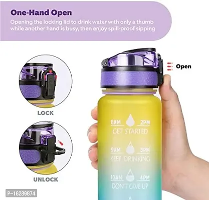 Water Bottle 1 litres with Motivational Time Marker, Durable BPA-Free Non-Toxic Water Bottle With Botttle Cleaning Brush - 1000 ml, Pack of 1 (Multicolor