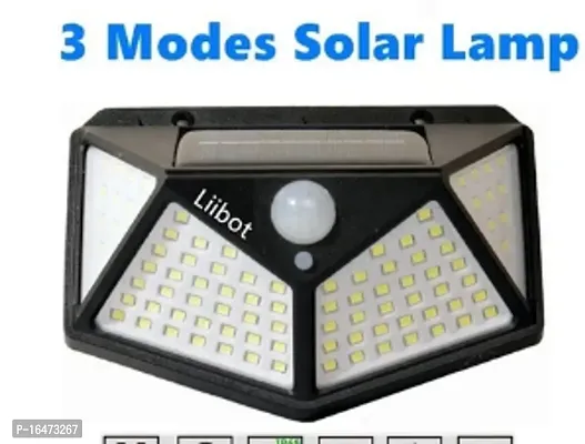 Automatic Solar Lights Outdoor, 100 LED Solar Security Light with Waterproof Wall Light Solar Powered and 3 Modes for Outdoor, Garden Wall, Solar Lights for Home (Pack--thumb0