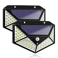 Automatic Solar Lights Outdoor, 100 LED Solar Security Light with Waterproof Wall Light Solar Powered and 3 Modes for Outdoor, Garden Wall, Solar Lights for Home (Pack--thumb1