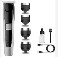 HTC-AT-538-GREY- Rechargeable Battery Sharp Blade Fully Waterproof Trimmer 60 min Runtime 4 Length Settings  (Silver, Black)-thumb2