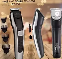 538 HTC-TRIMMER Rechargeable Professional Hair Trimmer Trimmer 60 min Runtime 4 Length Settings  (Silver, Black)-thumb1