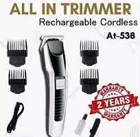 538 HTC-TRIMMER Rechargeable Professional Hair Trimmer Trimmer 60 min Runtime 4 Length Settings  (Silver, Black)-thumb2