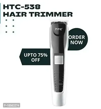 HTC-AT-538-GREY- Rechargeable Battery Sharp Blade Fully Waterproof Trimmer 60 min Runtime 4 Length Settings  (Silver, Black)