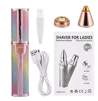 2 IN 1 Eyebrow Trimmer For Women,Hair Removal Trimmer For Women With Replaceable Heads, Upper Lip Hair Remover For Women,Razor For Women,Face Trimmer-Rainbow Design (Pink-thumb2