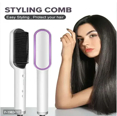 Hair Comb Hair Straightener/Hair Styler Brush-FH-909, 5 Temperature Control (Color Multicolour)-thumb0