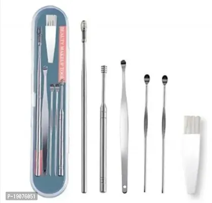 beauty Ear Wax Cleaner - Resuable Ear Cleaner Tool Set with Storage Box - Ear Wax Remover Tool Kit with Ear Curette Cleaner and Spring Ear Buds Cleaner - 6 Pc,