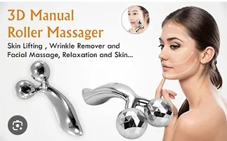 Massager Manual 3D Massager Roller 360 Rotate Face Full Body Shape Massager  (Silver)-thumb1