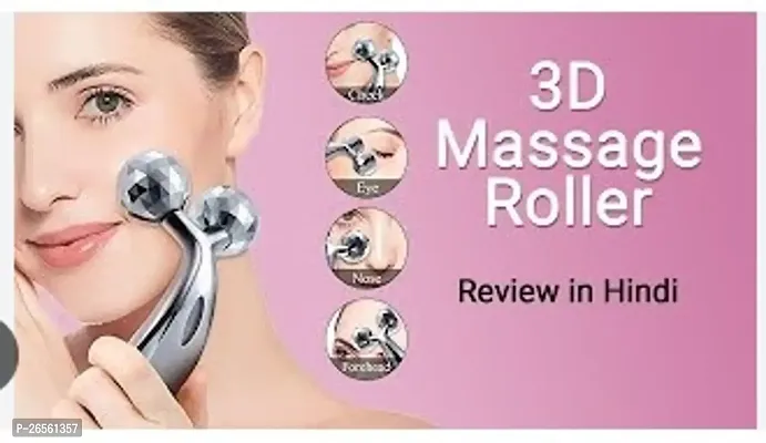 3D Manual Roller Face Body Massager 3D Manual Roller Face Body Massager Massager  (Silver)-thumb0