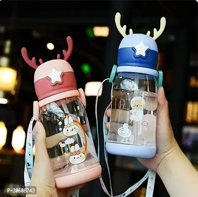 Deer Horn Design Cute Bottle for Kids with Adjustable Strap 600 ml Assorted