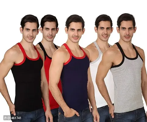 Men's Pure Cotton Gym Vests- Combo Pack ( PACK OF 5) Multicolor-thumb0