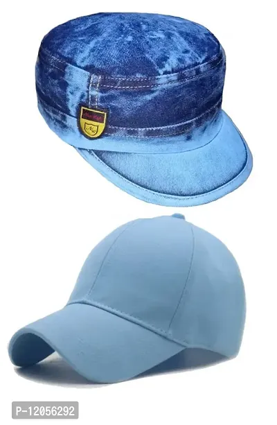 Stylish & Adjustable Blue Jeans & Light Blue Cap for Men & Boys, Women-thumb0