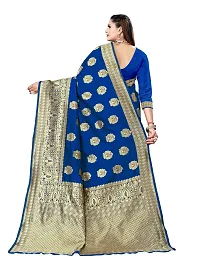 Alluring Blue Silk Blend Woven Design Women Saree with Blouse piece-thumb1