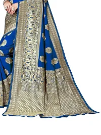 Alluring Blue Silk Blend Woven Design Women Saree with Blouse piece-thumb2