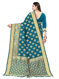 Alluring Teal Silk Blend Woven Design Women Saree with Blouse piece-thumb1