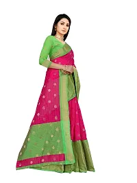 Alluring Pink Silk Blend Woven Design Women Saree with Blouse piece-thumb2