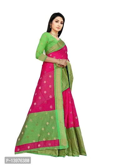 Alluring Pink Silk Blend Woven Design Women Saree with Blouse piece-thumb3