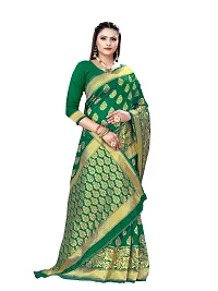 Alluring Light Green Silk Blend Woven Design Women Saree with Blouse piece-thumb4