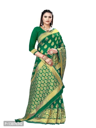 Alluring Light Green Silk Blend Woven Design Women Saree with Blouse piece-thumb5