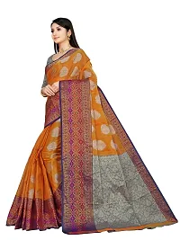 Alluring Orange Silk Blend Woven Design Women Saree with Blouse piece-thumb3