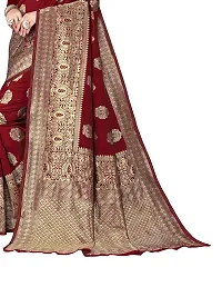 Alluring Maroon Silk Blend Woven Design Women Saree with Blouse piece-thumb2