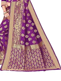 Alluring Purple Silk Blend Woven Design Women Saree with Blouse piece-thumb2