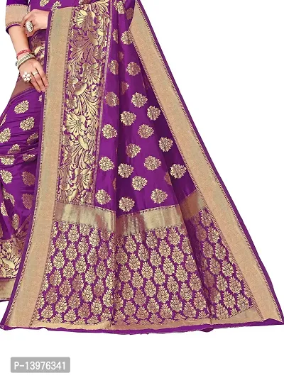 Alluring Purple Silk Blend Woven Design Women Saree with Blouse piece-thumb3