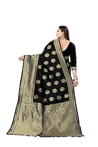 Alluring Black Silk Blend Woven Design Women Saree with Blouse piece-thumb1