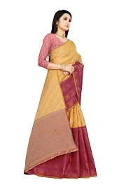 Alluring Yellow Silk Blend Woven Design Women Saree with Blouse piece-thumb2