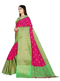 Alluring Pink Silk Blend Woven Design Women Saree with Blouse piece-thumb3