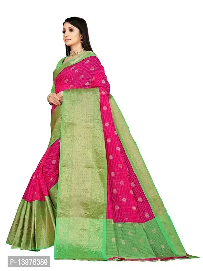 Alluring Pink Silk Blend Woven Design Women Saree with Blouse piece-thumb4