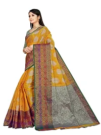 Alluring Yellow Silk Blend Woven Design Women Saree with Blouse piece-thumb3